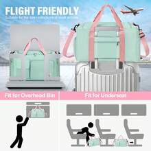 Sport Gym Bag For Women Men,With Independent Shoe Compartmentand Toiletry Pouch,Super Capacity, Suitable For Business,Travel,Hospital,Overnight,Weekend ,Duffel,Carry On Bag Etc(Green) - 綠色 - 查看 3