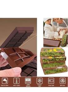 1 conjunto 2 peças Molde de Chocolate, Bandeja de Moldagem de Bloco de Chocolate de Silicone, Molde de Fabricação de Bloco de Chocolate de Dubai
