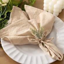 12pcs Handmade Fabric Napkins, With Rolled Edges, Exquisite Handloom Fabric Napkins, Suitable For Dinners, Parties, Weddings, Etc.