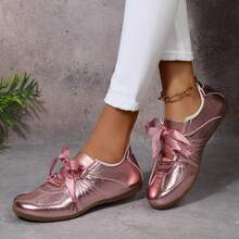 Women's Fashion Sneakers Comfortable Leather Trainer Shoes Walking Lightweight - Hồng - Xem 6