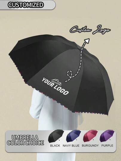 [Mindestbestellmenge 1 Stück] 10-Rippen Oversized Rand Manueller Regenschirm | Geschäfts-/Hochzeits-/Festival Geschenkveredelung | Bedruckbares Logo/Grafik | Klassischer Regenschirm in mehreren Farben für Sommer, Strand, Reise