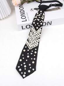 1pc Women Gold Crystal Decor Bowtie, Suitable For Girls & Ladies Party, Festival, Daily Wear Decorative Necktie