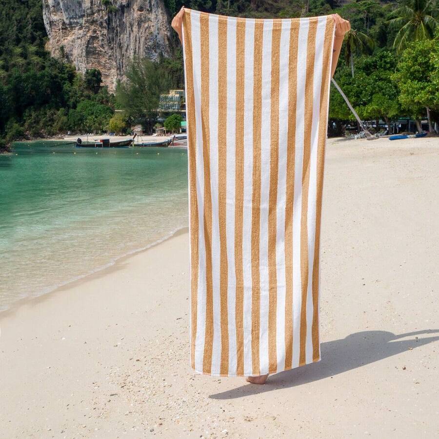 Extra Large Towel - Soft, Absorbent Microfiber 180x100cm - 米色 - 查看 1