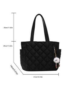 New Fashion Large Capacity Quilted Diamond Design Double Handle Shoulder Tote Bag, Lightweight And Portable, Women's Wallet, Suitable For Outdoor Travel In Summer, Decorated With Animal Pendants, Travel Essential Backpack