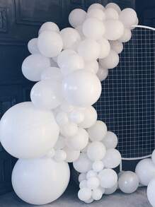 94 pièces/set Ballons en latex blanc mat de 5", 10", 12", 18" avec rubans, convient pour mariage, fiançailles, anniversaire, enterrement de vie de garçon, décoration de fête à thème, fête d'anniversaire
