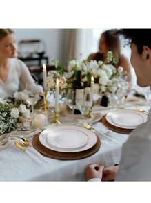 25 pièces Assiette de gâteau blanc, service de couverts de mariage de haute qualité, réutilisable et facile à nettoyer. Parfait pour la décoration de mariage, la décoration de fête, les anniversaires, les réunions de famille, les activités en plein air, l'école, la décoration de salle à manger et de cuisine pour les dîners de groupe
