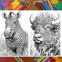 Un libro para colorear sobre animales, adecuado para regalar a amigos, parejas y familiares, apropiado para fiestas, San Valentín, cumpleaños y otras festividades. Útiles de pintura y estudio, página 22, Libros para colorear, Libro
