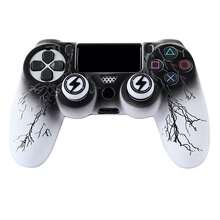 适用于 Playstation 4 控制器的 Lightning 控制器外壳，RALAN 1 控制器保护套 +2 个定制拇指握把盖 - 彩色 - 查看 15