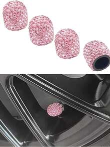 4pcs/Set Fashionable Tire Valve Caps With Artificial Diamond Bling Bling Dust-Proof For Automotive And Motorcycle Wheels, Auto Tire Valve Stem Covers, Motorcycle Tire Valve Caps - one-size - View 2
