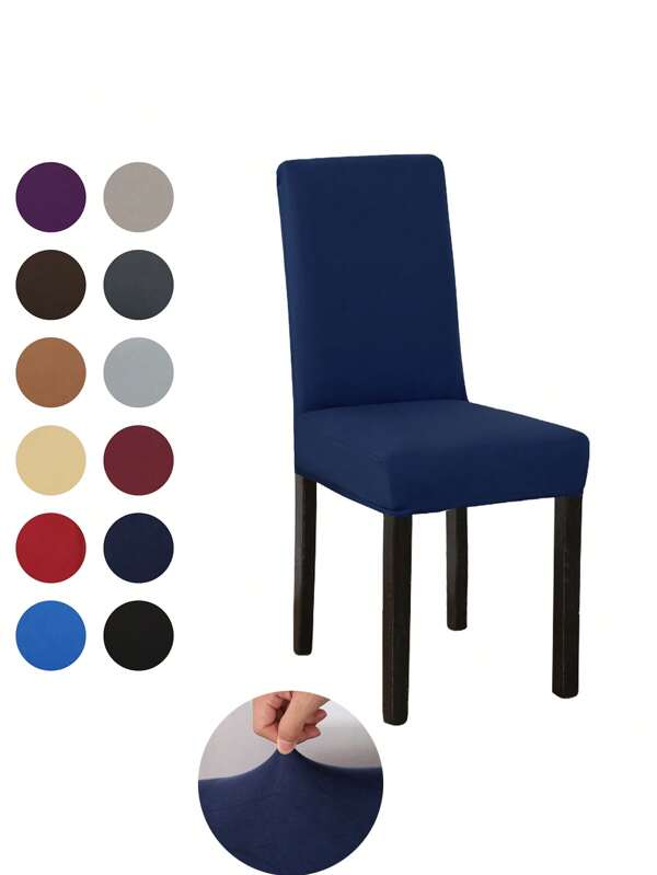 1PC Solid Stretch Dining Chair Slipcover, Chair Protector Suitable For Living Room Hotel Dining Room Kitchen Home Decoration
