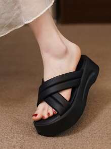 Women's Platform Wedge Heel Vacation Beach Sandals, Elegant For Party, White Ladies Flat Sandals