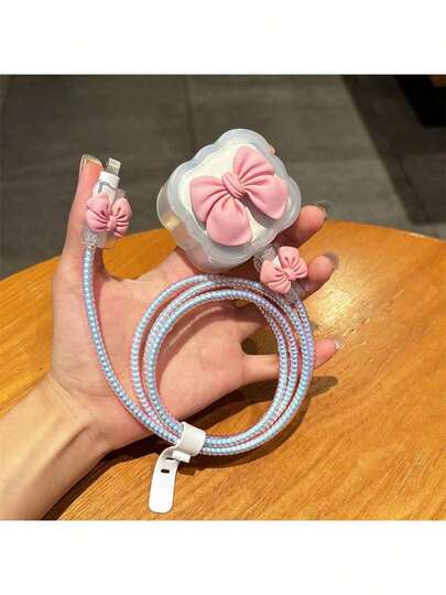 5pcs/Set Charger Accessories Compatible With British Standard 20W Charger Adapter, Including: 16 Pro Max Cable Protector, Cable Winder, Cable Fixer, Anti-Breaking Cable, Bow Charger Head Protector Charger Protector