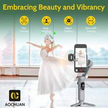 AOCHUAN Smartphone Gimbal Stabilisator, 3-Achsen Handstabilisator, eingebautes magnetisches Sieben-Farben-RGB-Fülllicht, faltbar und tragbar, KI-Gesichtsverfolgung, Objektkörperverfolgung, Fokus-/Zoomsteuerung, geeignet für Videoaufnahmen/Vlogs/Videoinhalte-Ersteller, verwendet für Konzerte, Frühlingsreisen, Fotografie, Bergsteigen, kreative Apps und Live-Übertragungen, multifunktionaler intelligenter 3-Achsen-Handy-Gimbal-Stabilisator kompatibel mit iPhone Android-Handy, stabilisierter Vlogging-Handy-Stabilisator Nan ActiveTrack