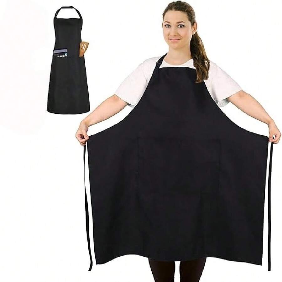 1pc Plus Size Chef Apron, Unisex Professional Apron For Cooking, Work, Baking - Multicolor - View 1