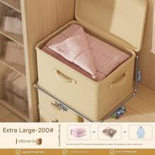 1pc Folding Storage Bin With Zipper And Handle, Beige Storage Box,Polyester Linen, Square, Lid Type,Solid And Tangible Multi-Purpose For Storing Clothing, Toys And Other Items, Upholstery, Bedroom Decor, Trim, Storage, Jeans