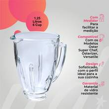 Copo De Liquidificador Redondo De Vidro Modelos Oster Sem Tampa 1,25L - Transparente - Visão 2