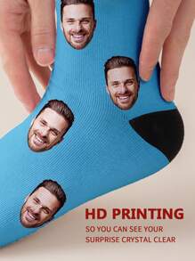1 par de calcetines personalizados donde puedes colocar cualquier foto, calcetines personalizados con foto para hombres y mujeres, calcetines de pareja con imagen personalizada interesante, apropiados para el Día de San Valentín, Día del Padre, Día de la Madre, regalos de cumpleaños y otras ocasiones, calcetines divertidos, alegres, locos, de anime, multicolor