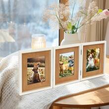 Triple Hinged 3 Picture Frame 4X6 Distressed Wooden Photo Frame For Tabletop Display Picture College Frame Holiday Christmas Home Decor - Trifold 5X7 White - View 6