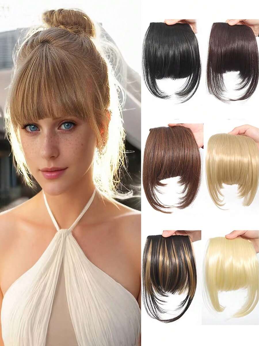 6inch Synthetic Fake Air Bangs Clip In Hair Extensions Fake Fringe False Hairpiece For Women Clip In Bangs Fake Hair - Multicolor - View 1