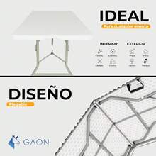 Mesa Plegable de Plastico  1.80 Metros Portatil para Jardin Interior y Exterior (180.) - Blanco - Ver 7