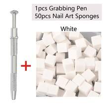 50pcs Mini Sponge Blocks With 1pc Gripper, Manicure Nail Painting Gel Ombre Coloring Sponge Gradient Nail Gel Polish Tools,Nail Supplies,Nail Tools,Nail Art Tools,Back To School,Nails,Nail Tools For Press On Nails - White - View 7