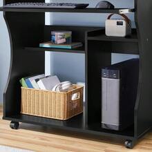Movable Computer Office Desk PC Laptop Table Home Office Furniture With Sliding Keyboard 2 Shelves Study Workstation On Wheels Black 80.1x48.1x76.2cm - Black - View 8