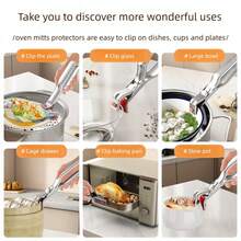 1 件加厚防滑不锈钢耐热夹，升级防滑夹口，不锈钢材质，家用必备防滑耐热夹，适用于蒸锅、烤箱、烘焙食物、盛放热碗碟