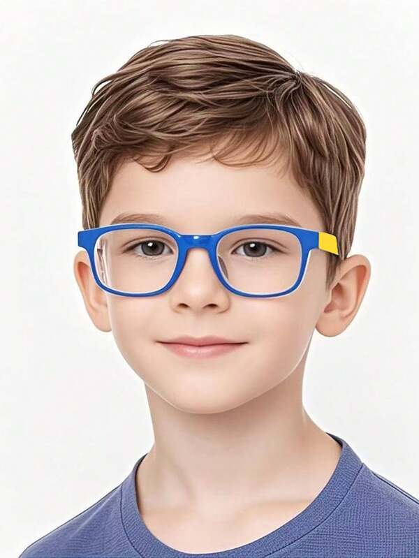 1 par de gafas con montura cuadrada para jóvenes - Bloqueo de luz azul, perfectas para vestimenta casual y aventuras, sin graduación, decorativas