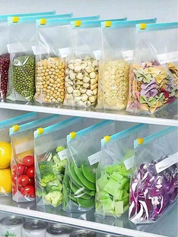 45pcs Zipper Seal Food Storage Bags, Thick Freezer Bags Safe For Microwave, Reusable, Suitable For Organization (Also Available In 20pcs, 15pcs, 10pcs) Thicken Airtight Seal Fresh Keeping Bags With Zipper, For Home Refrigerator