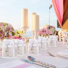 50 piezas, cajas de regalo de caramelos para decoración de bautizo, cumpleaños, duchá, suministros para pequeños negocios, cajas de embalaje, decoraciones para bodas, regalos, cajas de regalo, decoraciones de boda para recepción, regalos para invitados de la boda