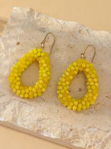 1 par de pendientes tipo lágrima de cristal bohemio con cuentas, pendientes geométricos elegantes y personalizados hechos a mano con estilo retro, adecuados para uso diario y fiestas de mujeres - pendientes - Ver 3
