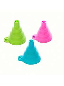 3pcs Collapsible Silicone Funnel, Multi-Function Portable Mini Kitchen Retractable Filter, Plastic Material With Grain, Pasta, Rice, Sand Sifter Liquid Dispenser Tool, Summer - Multicolor - View 9