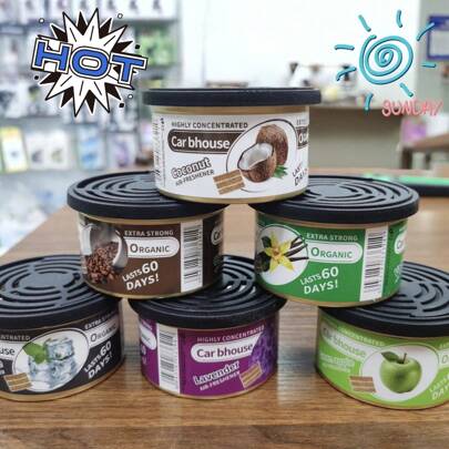 1pcCoffee-Scented Wood Can Car Air Freshener - Natural Fiber New Car Odor Eliminator With Aromatherapy Diffuser, Vehicle Interior Decor Accessories