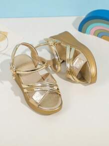 1 Pair Summer Wedge Sandals, Fashionable Soft Bottom Outdoor Open Toe Strap Non-Slip Thick Sole Versatile Sandals