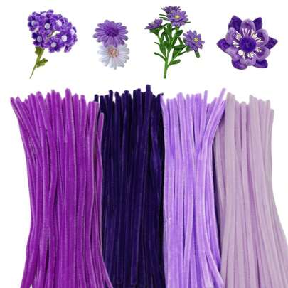 200 pièces de tiges chenille pour le nettoyage de pipe, en violet clair, lavande, violet foncé, vert neige rouge, couleur Islande, couleur jade violet, couleur orchidée violette. Artisanat et nettoyage de pipe de Noël, fournitures d'artisanat et de décoration