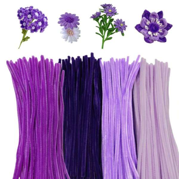 200pcs Pipe Cleaning Crafts, In Light Purple, Lavender, Dark Purple, Red Snow Green, Iceland Color, Purple Jade Color, Purple Orchid Color. Christmas Pipe Cleaning DIY Crafts And Cleaning, Craft Art And Craft Decoration Chenille Stems Supplies