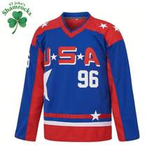 ST John's Shamrocks Herren #96 Charlie Conway Mighty Ducks Team USA Film Eishockey Trikot