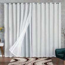 Blackout Curtain In Thick Original Fabric 2.80 X 1.80 With Voile Living Room Bedroom Light Blocking - Clear - View 2