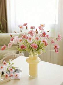 1 Stück künstliche Mohnblume mit 3 Blüten und 1 Knospe, 58CM lange nicht verblassende Kunststoffpflanze künstliche Blumenstrauß, einfacher und moderner Stil, kann gebogen werden um Formen zu gestalten - für DIY, Heimdekoration und Vasen Blumenarrangements, Hochzeit, Party