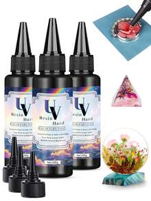 100g X 2pcs & 100g X 3pcs UV Resin Starter Kit, Hard Type Transparent Formula Friendly For Beginner, Upgraded Crystal Clear, For Jewelry Making, Resin UV Kit With Earrings, Pendants, DIY - UV Resin - View 9