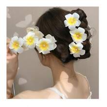 1pc Women Premium Plumeria Flower Hair Clip, Bun Shaper Boho Casual Hair Accessory Hair Claws Claw Clips Hair Clips Hair Jaw Clip Hair Clamps Hair Clutch Hair Catcher Clip