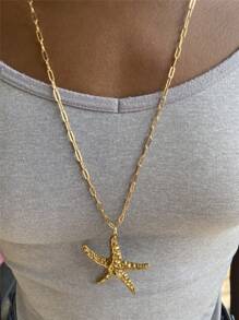Fashion Minimalist Stainless Steel Starfish Necklace, Summer New Arrival