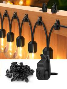 10PCS -Outdoor String Light Clips, Weatherproof Cable Hooks For Hanging Small String Lights And Holiday Decorations - Black,