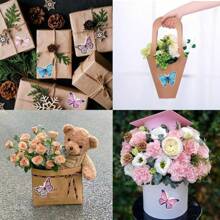 500pcs/Roll, 2.5cm Butterfly & Flower Shaped Stickers, Decorative Gift Box Stickers Labels (Random Color),School Supplies,Back To School
