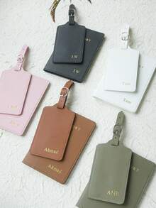 Takeoak Custom Hot Stamping Name Passport Holder & Luggage Tag, Gold Monogram Passport Cover, Travel Accessories, Birthday Bridesmaid Gifts For Friends, For Teacher Gifts, Personalized Gift, Graduation Gift, Travel Essentials, Gift For Her, -Blocking - Multicolor - View 5