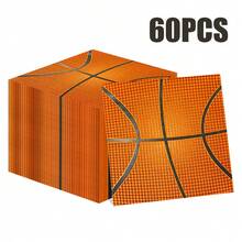 100/60/20 lembar serbet sekali pakai bermotif bola basket ukuran 13 * 13 inci, digunakan untuk acara olahraga, acara sekolah, promosi toko olahraga, dan penggunaan sehari-hari, untuk meningkatkan suasana dan tema acara. - Jeruk - View 4