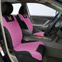 4pcs Front Car Seat Cover Butterfly Pattern With Tire Shape, (2pcs Seat Cover + 2pcs Headrest Cover) Car Seat Protector Cushion - Bướm hồng nhạt - Xem 4