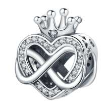 Orstarry 1 Pezzo Perla con simbolo dell Infinito e Corona d'Amore in Argento Sterling S925, Accessorio casual per pendolari, adatto per realizzare bracciali fai-da-te e come regalo per signore, memoriale o compleanno