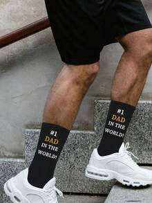 1 Pair "I Love Daddy's Socks" - Cute Gift For Dad, Funny Anniversary Present, Creative Valentine's Day/Birthday Gift, Unisex Novelty Socks, Ideal For Autumn - Multicolor - View 6