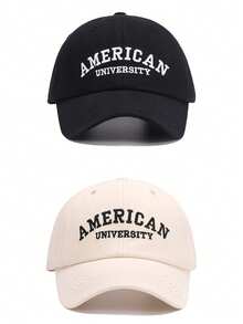 2pcs Ball Cap, New Letter Embroidery Baseball Cap, Fashionable American Style Casual Adjustable Breathable Visor Hat, Suitable For Outdoor Sports, Travel, Sun Protection, Unisex, Daily Use - 2pcs - View 13